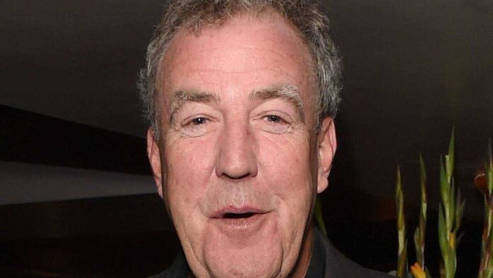 Jeremy Clarkson hosting a motoring show and speaking on camera during a television segment